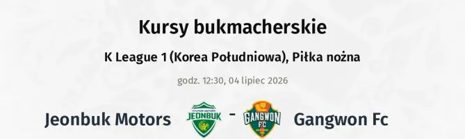 Jeonbuk Motors - Gangwon FC kursy bukmacherskie