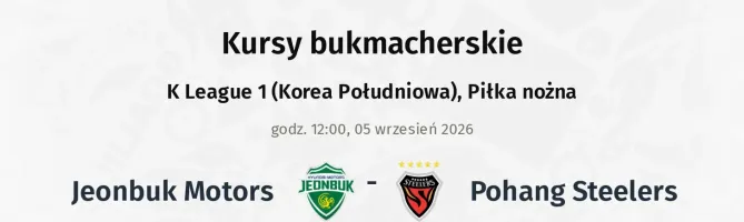 Jeonbuk Motors - Pohang Steelers kursy bukmacherskie