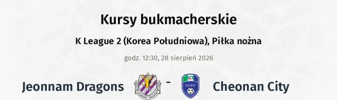 Jeonnam Dragons - Cheonan City kursy bukmacherskie