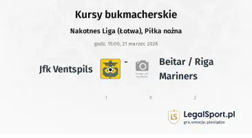 JFK Ventspils - Beitar / Riga Mariners kursy bukmacherskie