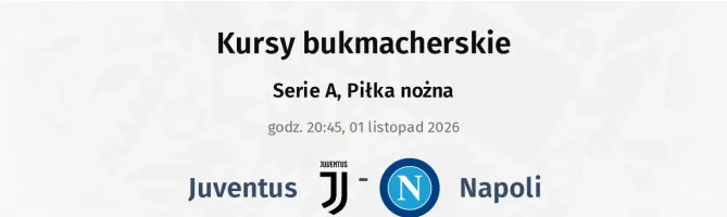 Juventus - Napoli kursy bukmacherskie