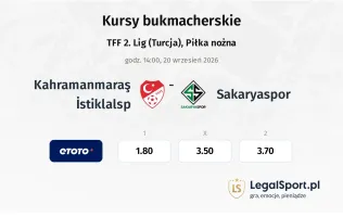 Kahramanmaraş İstiklalsp - Sakaryaspor kursy bukmacherskie