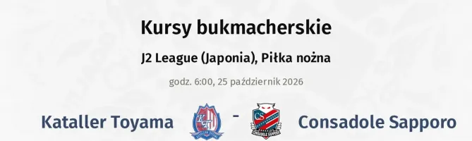 Kataller Toyama - Consadole Sapporo kursy bukmacherskie