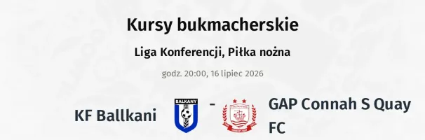 KF Ballkani  - GAP Connah S Quay FC kursy bukmacherskie