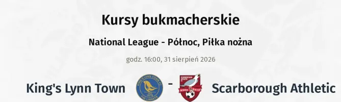 King's Lynn Town - Scarborough Athletic kursy bukmacherskie