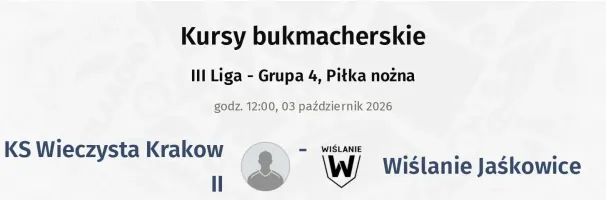 KS Wieczysta Krakow II - Wiślanie Jaśkowice kursy bukmacherskie