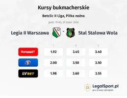 Legia Warszawa II - Stal Stalowa Wola kursy bukmacherskie