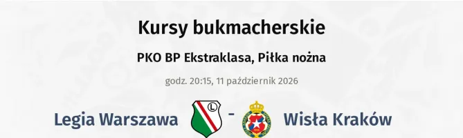 Legia Warszawa - Wisła Kraków kursy bukmacherskie