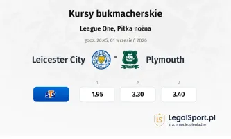 Leicester City - Plymouth kursy bukmacherskie