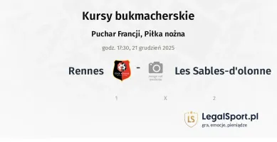 Les Sables-d'Olonne - Rennes kursy bukmacherskie