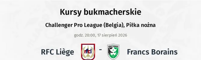 Liège - Francs Borains kursy bukmacherskie