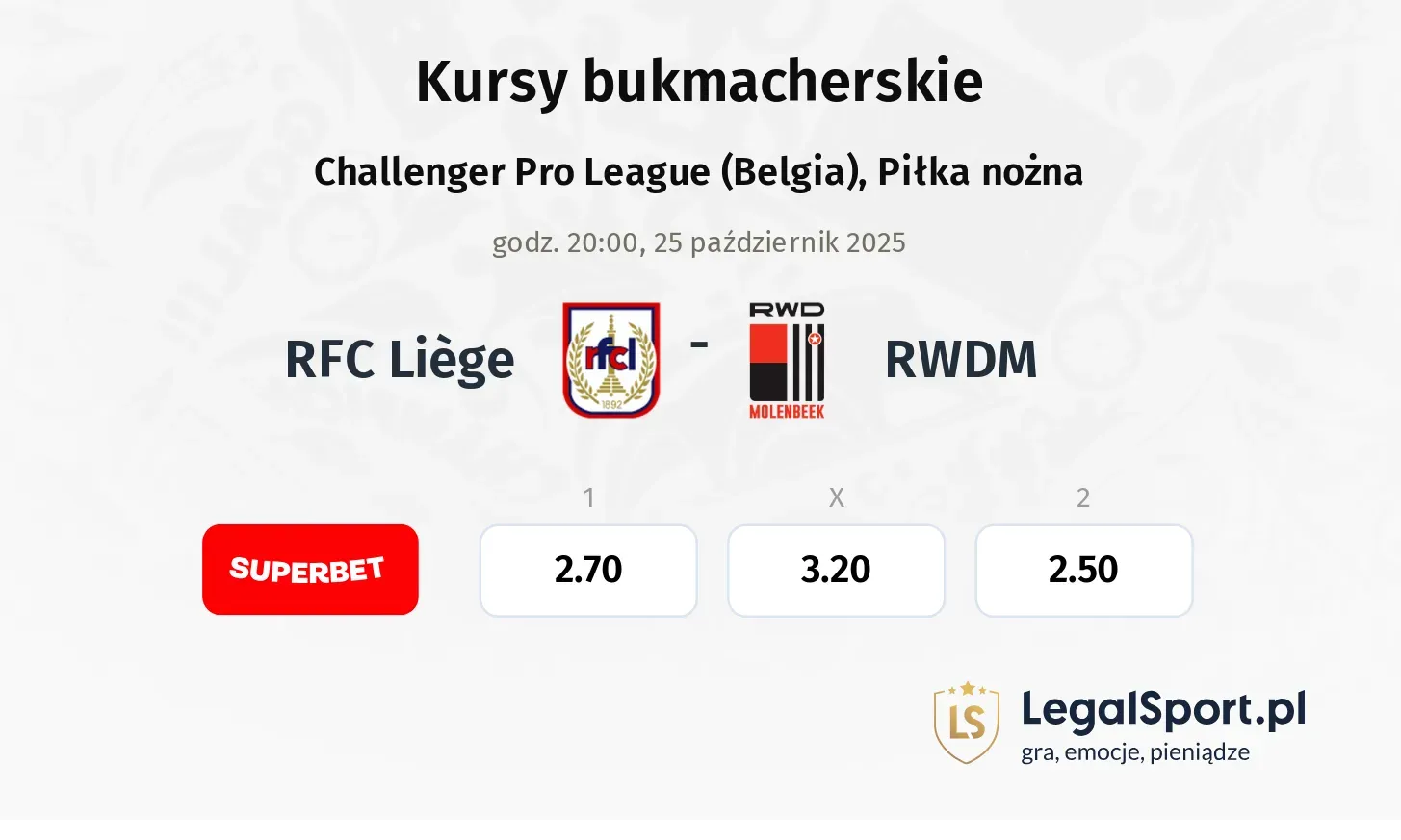 Liège - RWDM kursy bukmacherskie