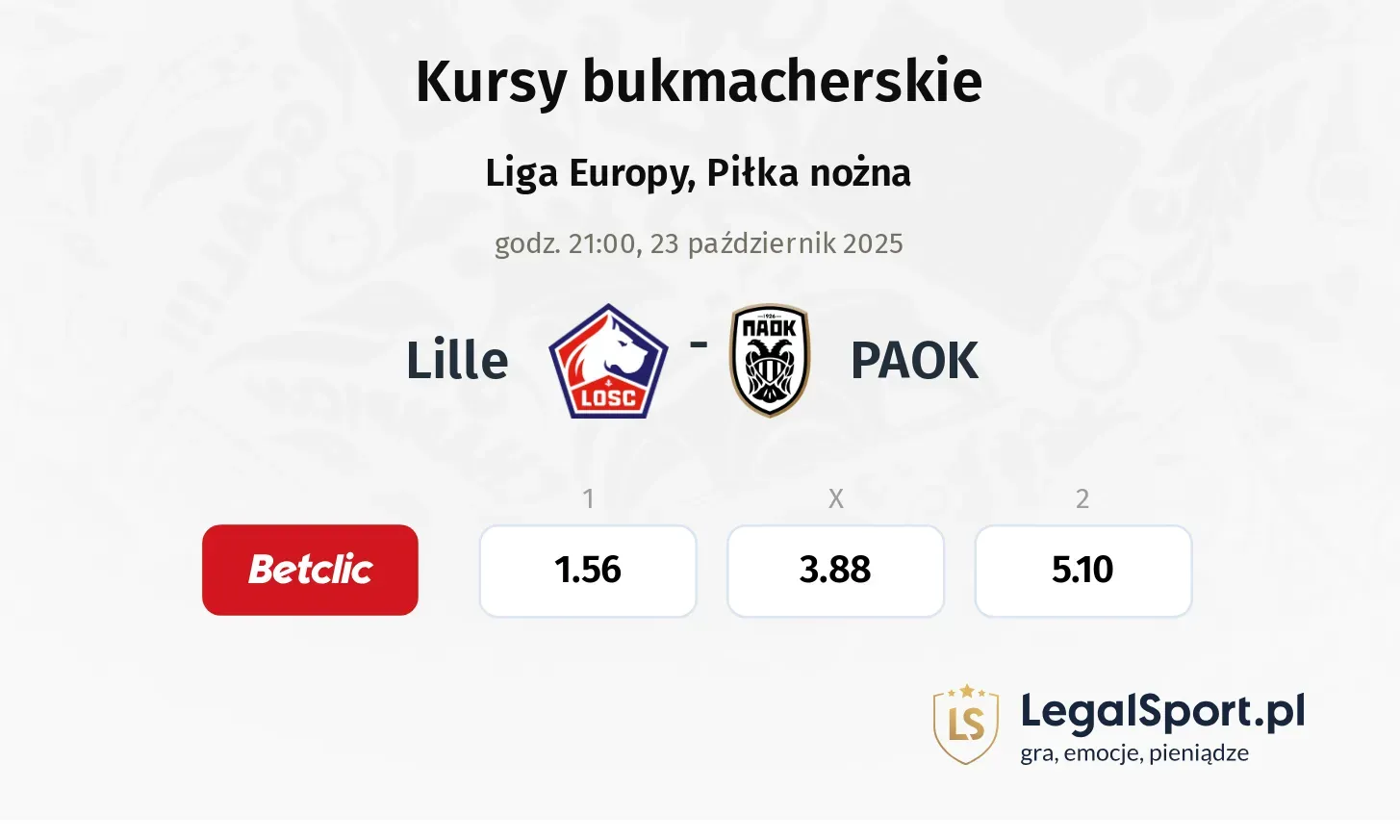 Lille OSC - PAOK kursy bukmacherskie