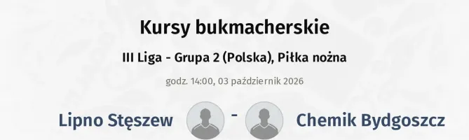 Lipno Stęszew - Chemik Bydgoszcz kursy bukmacherskie