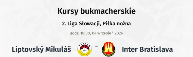 Liptovský Mikuláš - Inter Bratislava kursy bukmacherskie