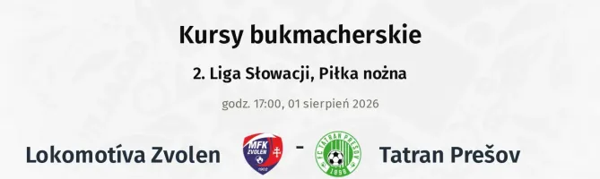 Lokomotíva Zvolen - Tatran Prešov kursy bukmacherskie