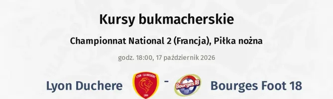 Lyon Duchere - Bourges Foot 18 kursy bukmacherskie