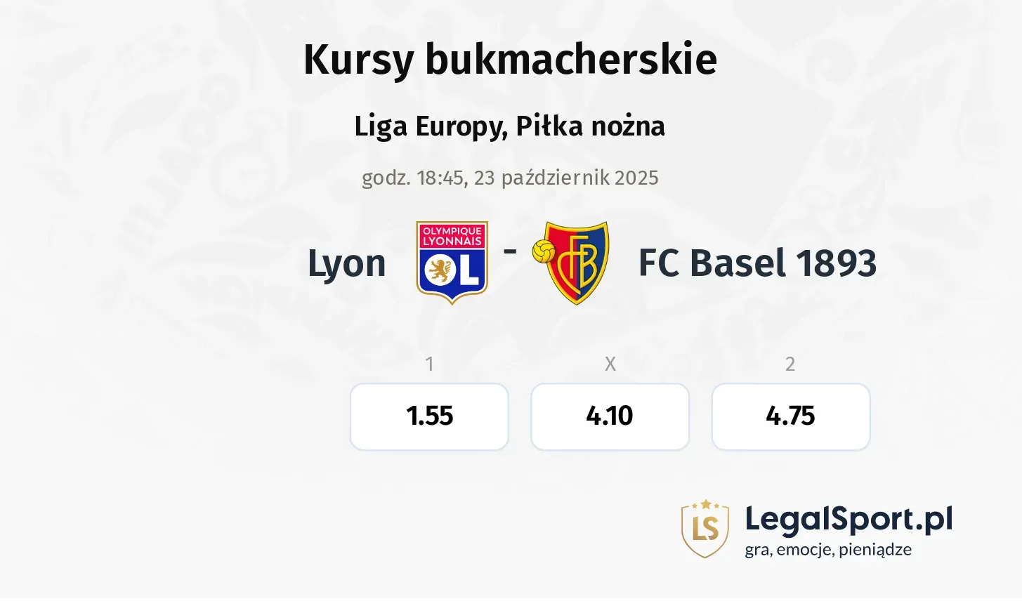 Lyon - FC Basel 1893 kursy bukmacherskie