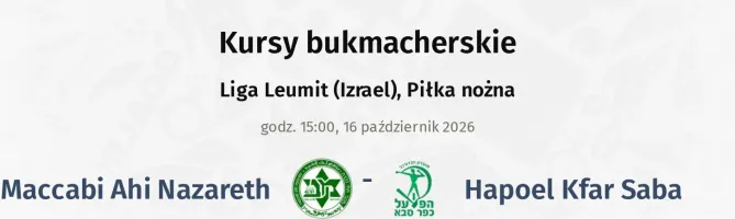 Maccabi Ahi Nazareth - Hapoel Kfar Saba kursy bukmacherskie