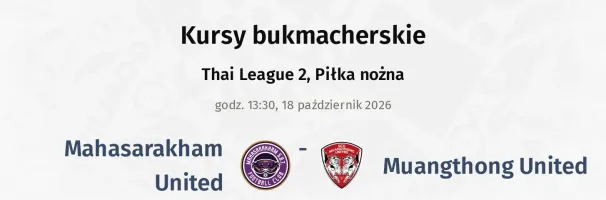 Mahasarakham United - Muangthong United kursy bukmacherskie
