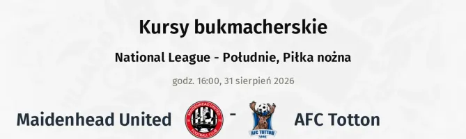Maidenhead United - AFC Totton kursy bukmacherskie
