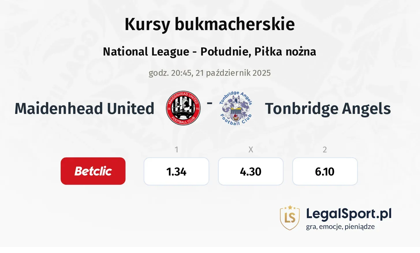 Maidenhead United - Tonbridge Angels kursy bukmacherskie