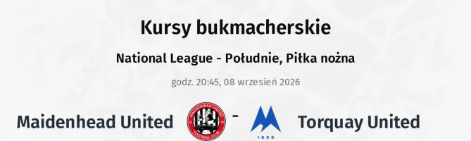 Maidenhead United - Torquay United kursy bukmacherskie