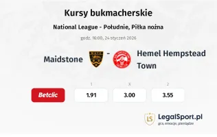 Maidstone United - Hemel Hempstead Town kursy bukmacherskie