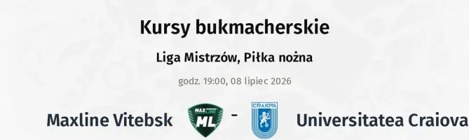 Maxline Vitebsk - Universitatea Craiova kursy bukmacherskie