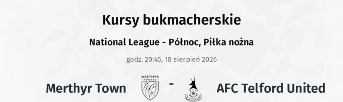 Merthyr Town - AFC Telford United kursy bukmacherskie
