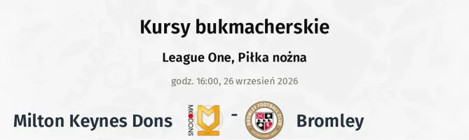 Milton Keynes Dons - Bromley kursy bukmacherskie