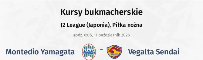 Montedio Yamagata - Vegalta Sendai kursy bukmacherskie