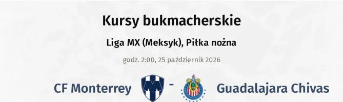 Monterrey - Guadalajara Chivas kursy bukmacherskie