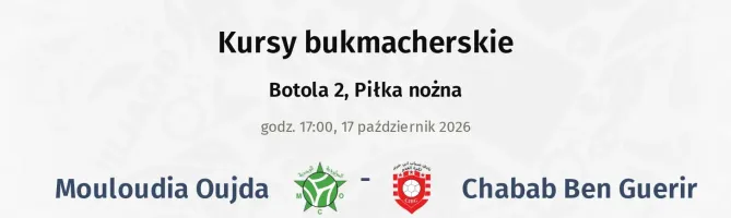 Mouloudia Oujda - Chabab Ben Guerir kursy bukmacherskie