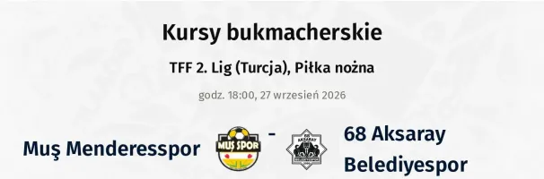 Muş Menderesspor - 68 Aksaray Belediyespor kursy bukmacherskie