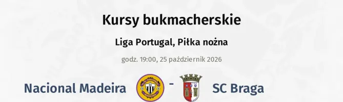 Nacional Madeira - SC Braga kursy bukmacherskie