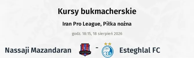 Nassaji Mazandaran - Esteghlal FC kursy bukmacherskie