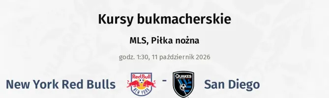 New York Red Bulls - San Diego kursy bukmacherskie