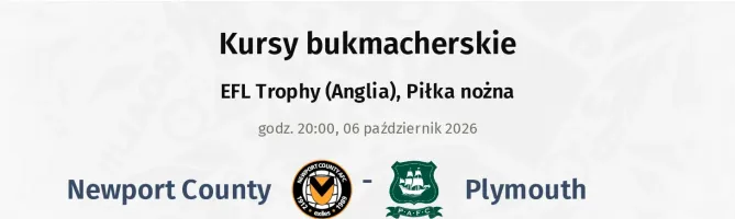 Newport County - Plymouth kursy bukmacherskie