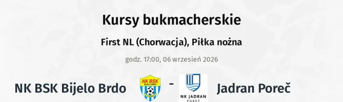 NK BSK Bijelo Brdo - Jadran Poreč kursy bukmacherskie