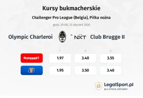 Olympic Charleroi - Club Brugge II kursy bukmacherskie
