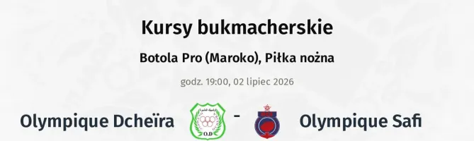 Olympique Dcheïra - Olympique Safi kursy bukmacherskie