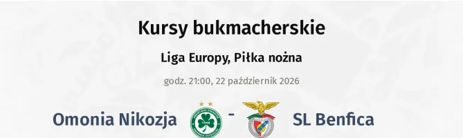 Omonia Nicosia - SL Benfica kursy bukmacherskie