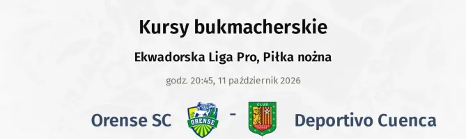 Orense SC - Deportivo Cuenca kursy bukmacherskie