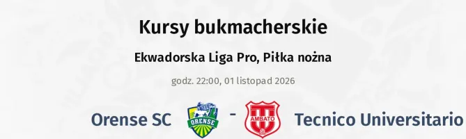 Orense SC - Tecnico Universitario kursy bukmacherskie