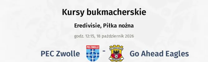PEC Zwolle - GO Ahead Eagles kursy bukmacherskie