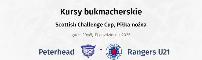 Peterhead - Rangers U21 kursy bukmacherskie