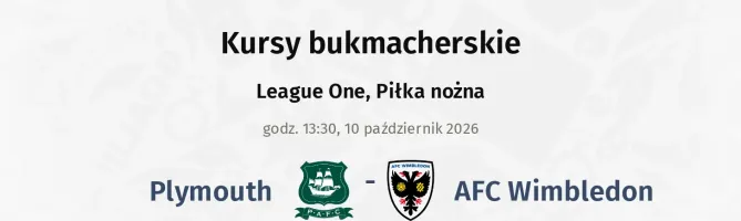 Plymouth - AFC Wimbledon kursy bukmacherskie