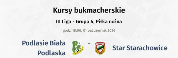Podlasie Biała Podlaska - Star Starachowice kursy bukmacherskie
