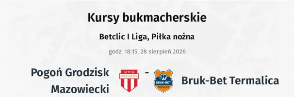 Pogoń Grodzisk Mazowiecki - Bruk-Bet Termalica kursy bukmacherskie